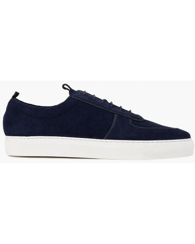Grenson 22b Leather-trimmed Suede Trainers - Blue