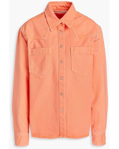 Palm Angels Neon Denim Shirt - Orange