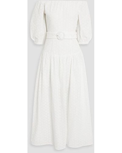 Nicholas Mia Off-the-shoulder Broderie Anglaise Cotton Maxi Dress - White