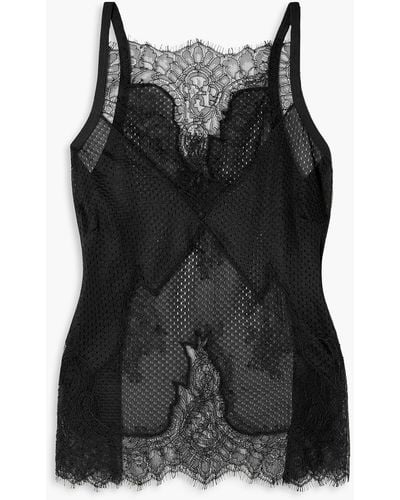 Dion Lee Chantilly Lace-trimmed Mesh Camisole - Black