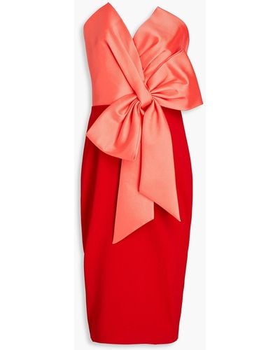 Badgley Mischka Strapless Mikado-paneled Crepe Dress - Red