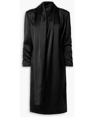 Khaite Shaz Draped Silk-satin Dress - Black