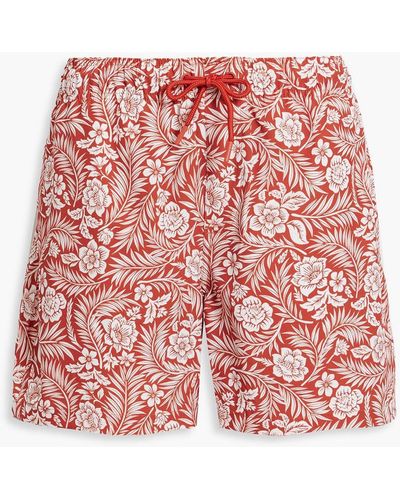 Onia Printed Mid-length Swim Shorts - Red