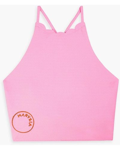 Marysia Swim Steffi Cropped Scalloped Stretch-jacquard Top - Pink