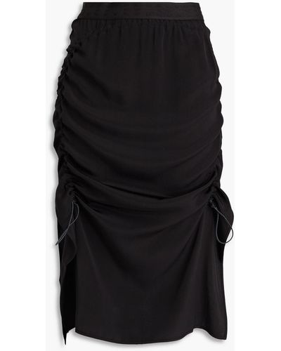 McQ Ruched Silk Crepe De Chine Skirt - Black