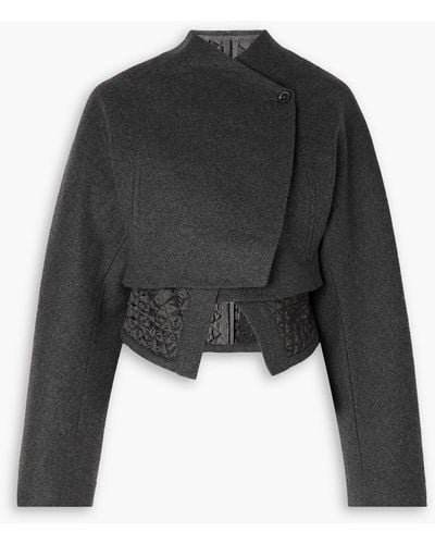 Maximilian Convertible Cropped Layered Wool-blend And Quilted Shell Jacket - Black