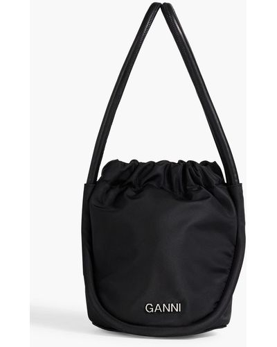 Ganni Leather-trimmed Shell Tote - Black