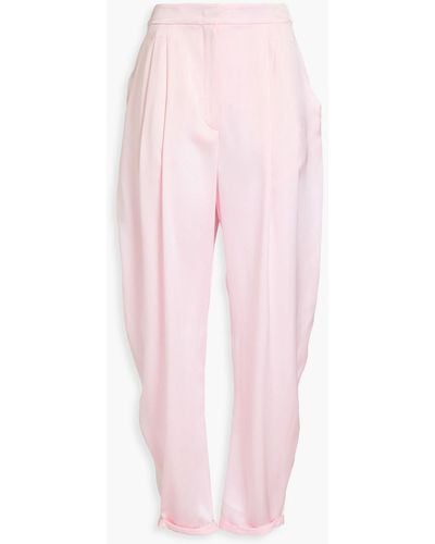 Emporio Armani Silk-satin Tapered Trousers - Pink