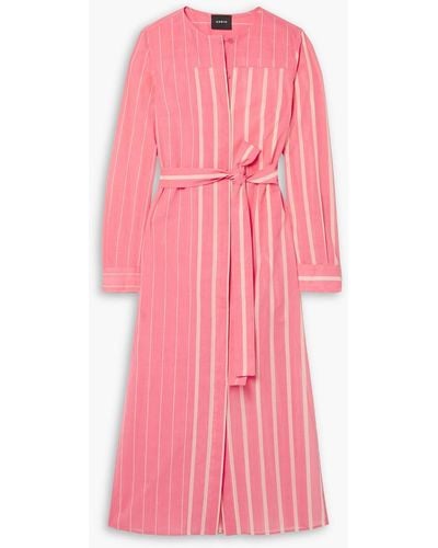 Akris Gestreiftes hemdkleid aus baumwoll-voile in midilänge - Pink