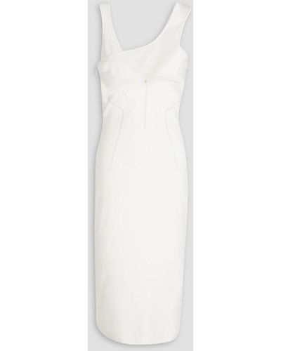 Hervé Léger Tulle-trimmed Stretch-knit Midi Dress - White