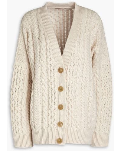 &Daughter Lena Cable-knit Wool Cardigan - Natural