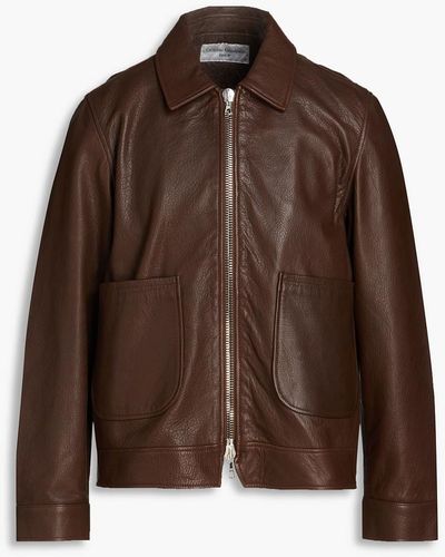 Officine Generale Kael Pebbled-leather Jacket - Brown