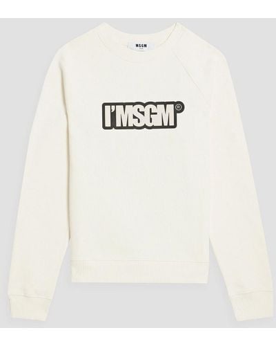 MSGM Appliquéd French Cotton-terry Sweatshirt - Natural