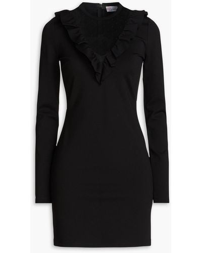 RED Valentino Point D'esprit-paneled Jersey Mini Dress - Black
