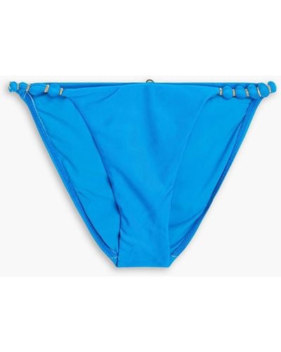 ViX Paula Bead-embellished Low-rise Bikini Briefs - Blue