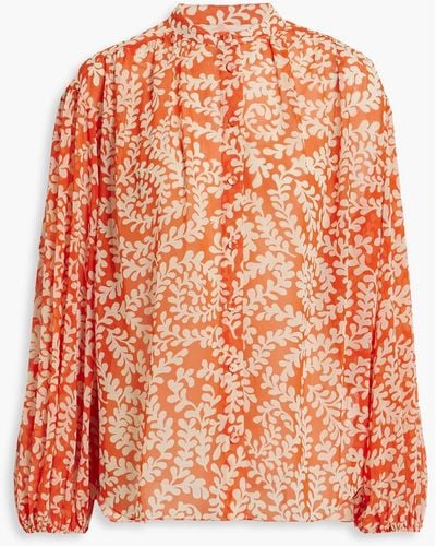 Diane von Furstenberg Bristol bedruckte bluse aus chiffon mit raffung - Orange