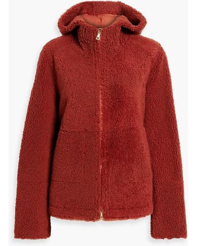 Yves Salomon Shearling Hooded Jacket - Red