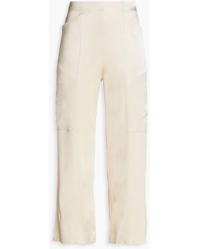 By Malene Birger Evilia Cropped Satin-crepe Wide-leg Trousers - White