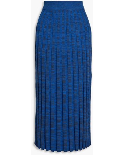 JOSEPH Space-dyed Ribbed-knit Midi Skirt - Blue