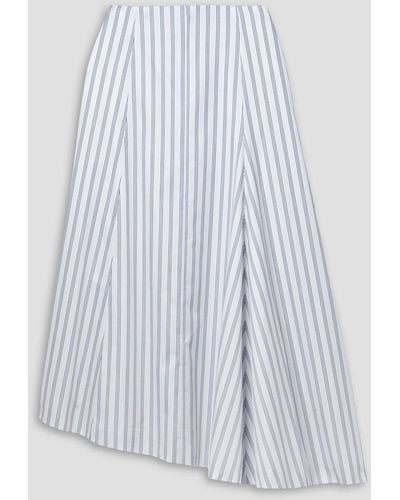 Partow Ivy Asymmetric Striped Cotton-twill Midi Skirt - White