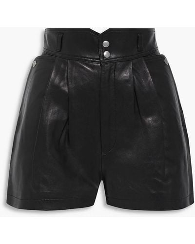 IRO Lydma Pleated Leather Shorts - Black