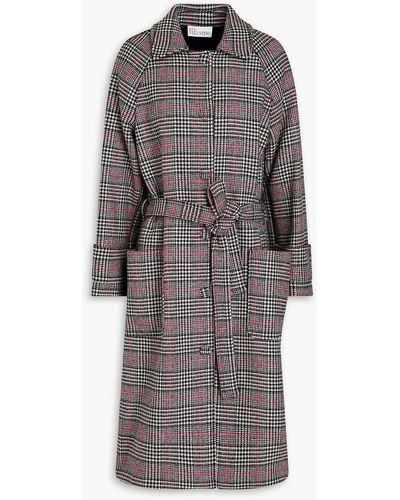 RED Valentino Belted Prince Of Wales Checked Coat - Grey