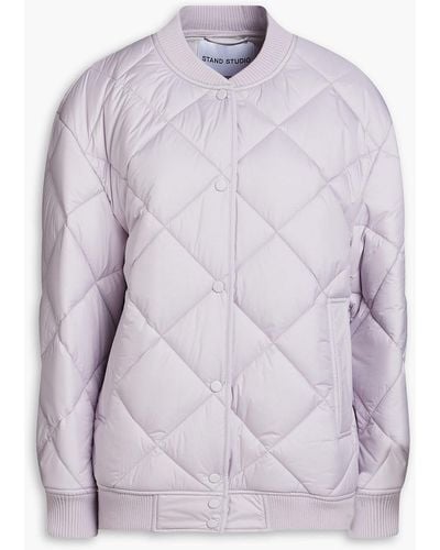 Stand Studio Spring Quilted Shell Bomber Jacket - Purple