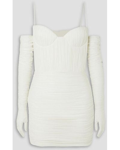 Alex Perry Paige Cold-shoulder Ruched Stretch-jersey Mini Dress - White