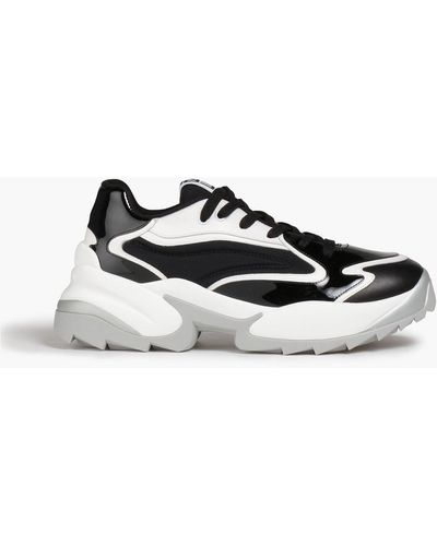 Sergio Rossi Two-tone Scuba And Patent-leather Sneakers - Black
