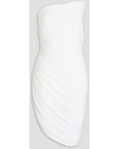 Norma Kamali Strapless Ruched Stretch-jersey Mini Dress - White