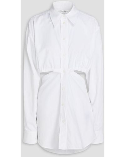 Victoria Beckham Gathered Cutout Cotton-poplin Shirt - White