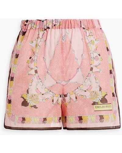 Emilio Pucci Printed Cotton-voile Shorts - Pink
