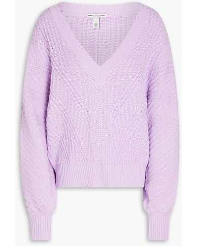 Autumn Cashmere Ribbed Cotton Sweater - Purple