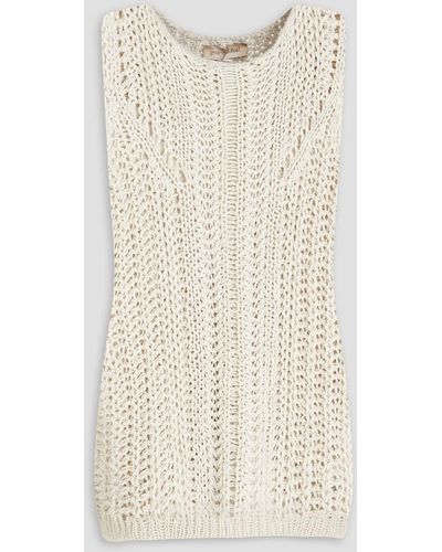 Gentry Portofino Crochet-knit Cotton And Linen-blend Vest - Natural