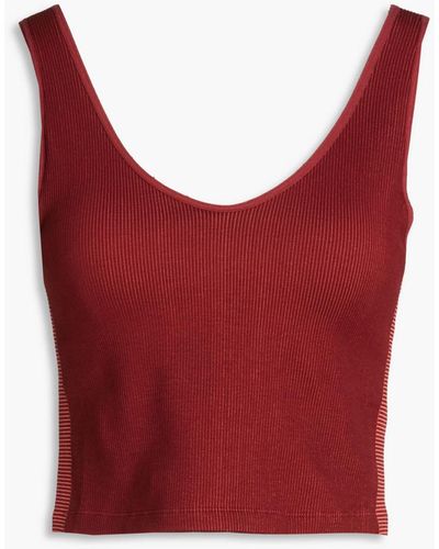The Upside Cropped Ribbed Stretch-jersey Top - Red