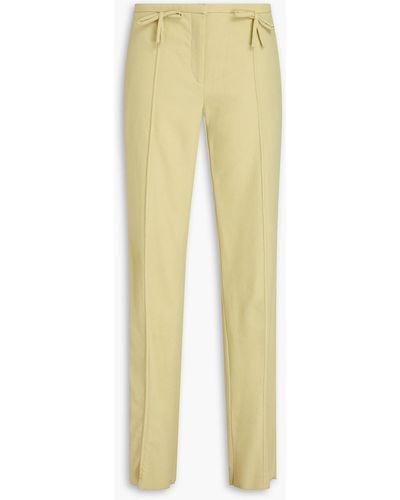 Valentino Garavani Bow-detailed Wool-gabardine Straight-leg Trousers - Yellow