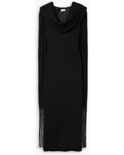 By Malene Birger Cressida Draped Fringed Crepe Maxi Dress - Black