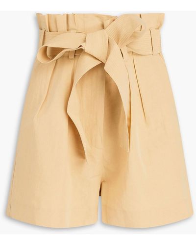 Ulla Johnson Abri Pleated Cotton, Linen And Silk-blend Shorts - Natural