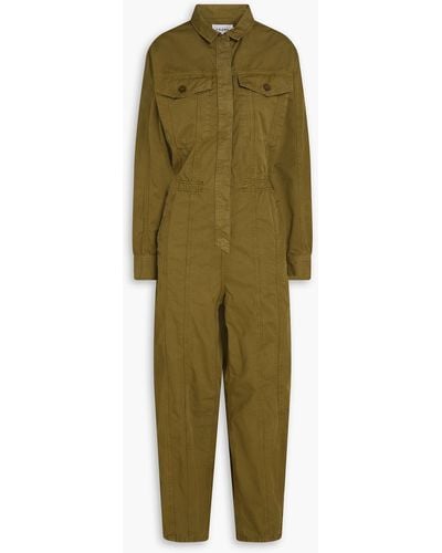 FRAME Cropped Cotton-twill Jumpsuit - Green