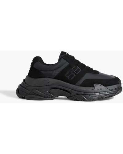 Balenciaga Triple S Faux Suede And Shell Sneakers - Black