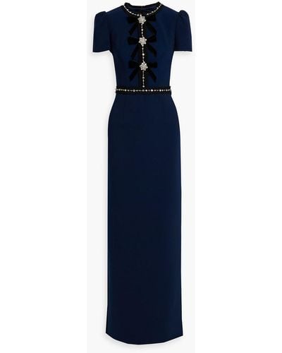 Jenny Packham Embellished Crepe Gown - Blue