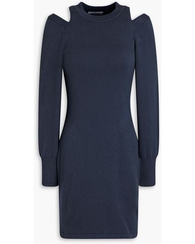NAADAM Cutout Cotton And Cashmere-blend Mini Dress - Blue