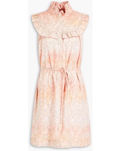 Raquel Allegra Belted Floral-print Cotton Mini Dress - Pink