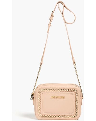 Love Moschino Chain-embellished Faux Leather Shoulder Bag - Natural