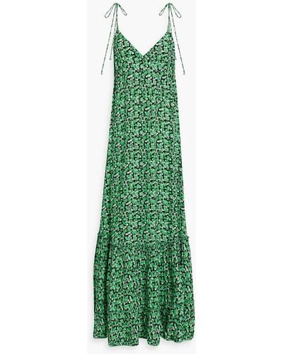 ROTATE BIRGER CHRISTENSEN Open-back Floral-print Jacquard Maxi Dress - Green