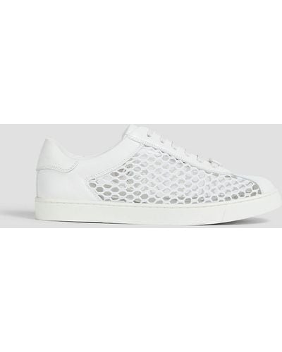 Gianvito Rossi Helena Fishnet Leather Trainers - White