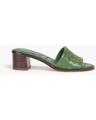 Tory Burch Ines Woven Leather Mules - Green