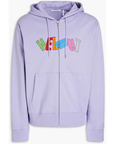 Helmut Lang Printed French Cotton-terry Hoodie - Purple