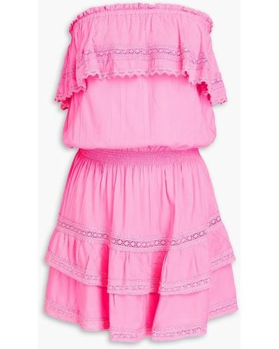 Melissa Odabash Salma Strapless Ruffled Voile Mini Dress - Pink