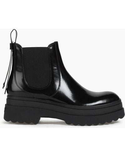 Red(V) Patent-leather Chelsea Boots - Black
